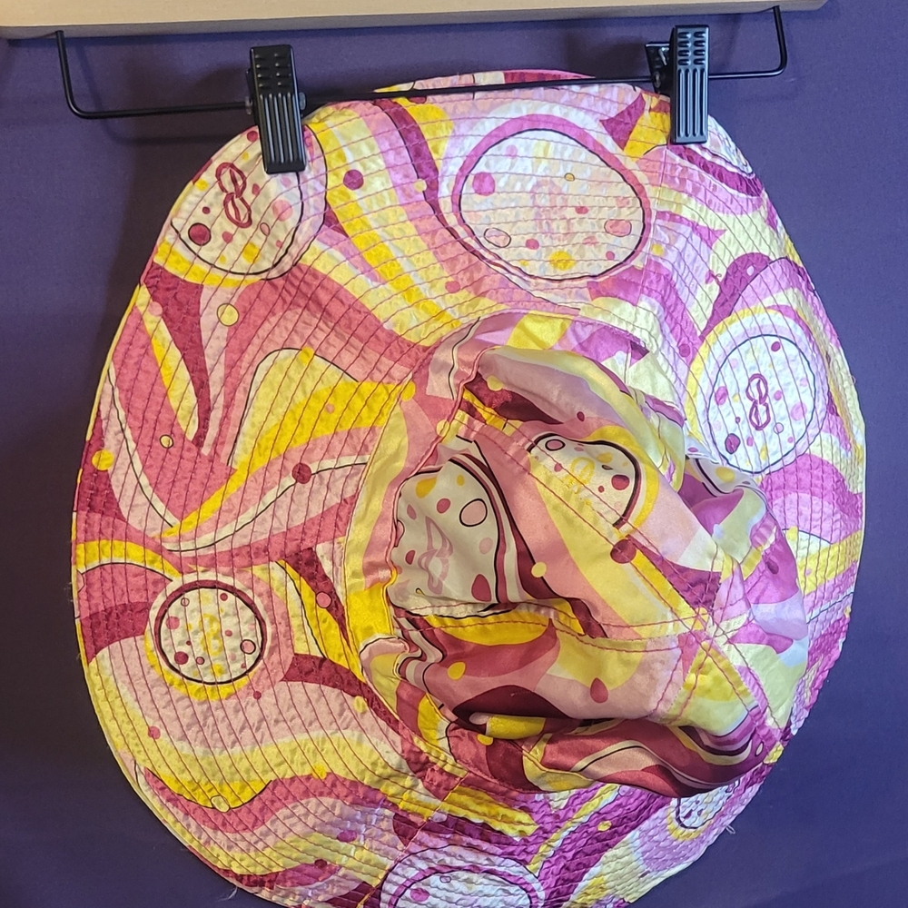 Vintage Enyce Pink and Yellow Women's Wide Brim Sun Bucket Hat